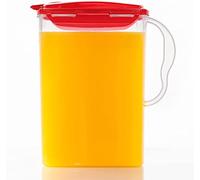 LocknLock Aqua Fridge Door Water Jug with Handle BPA Free Plastic Pitcher with Flip Top Lid Perfect for Making Teas and Juices, 3 Quarts, Red