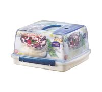 LocknLock Airtight Cake Carrier with Handle - Square Cake Storage Container with 4 sided Lockable Lid, Clear/Blue, 12.6 L Cake Box