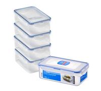 Locknlock Classic Clear Rectangular Plastic Microwave Safe Food Storage Container Set With Lid 1L Pack Of 5