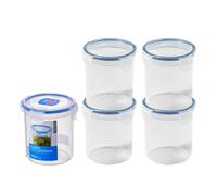 LocknLock Round Food Containers with Lids Set of 5 - Plastic Airtight & Watertight Food Storage Containers, BPA Free & Dishwasher Safe, 5 x 700ml