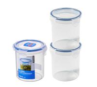 LocknLock Round Food Containers with Lids Set of 3 - Plastic Airtight & Watertight Food Storage Containers, BPA Free & Dishwasher Safe, 3 x 700ml