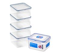 LocknLock Square Food Containers with Lids Set of 5 - Plastic Airtight & Watertight Food Storage Containers, BPA Free & Dishwasher Safe, 5 x 1.2L