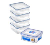 LocknLock Square Food Containers with Lids Set of 5 - Plastic Airtight & Watertight Food Storage Containers, BPA Free & Dishwasher Safe, 5 x 870ml