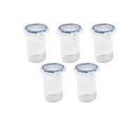 LocknLock Classic Round Food Storage Containers, 350ml, Set of 5 | Airtight, BPA-free storage for drinks, smoothies & on-the-go - stackable, dishwasher, microwave & freezer safe.