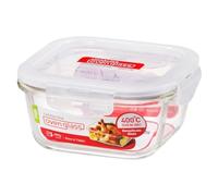 LocknLock Eco Ovenglass Glass Food Storage Containers with Lids 500ml - Airtight, Leakproof Square Glass Food Container with Recycled Plastic Lid, Oven Safe, Dishwasher Safe, 14 x 14 x 6.7cm