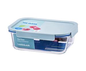 LocknLock Clear Glass Rectangular 2L Mint - Durable, Airtight, Heat-Resistant Food Storage Container