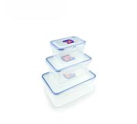 Locknlock Clear Rectangular Plastic Airtight Food Storage Container Set With Lids Pack Of 3