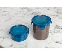 Locknlock Eco Blue And Brown Round Plastic Airtight Reusable Food Storage Container Set Pack Of 2