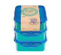 Locknlock Eco Clear Square Recycled Plastic Easy Clean Reusable Airtight Food Storage Container 870Ml