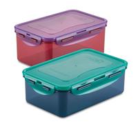 LocknLock Eco Food Storage Container Set of 3 with Lids - Rectangular Container Set 470ml / 2 x 350ml, Airtight, Watertight, BPA Free & Dishwasher Safe, Random Colours