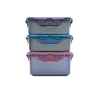 LocknLock Eco Food Storage Container Set of 3 with Lids - Rectangular Container Set 470ml / 2 x 350ml, Airtight, Watertight, BPA Free & Dishwasher Safe, Random Colours