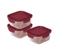 Locknlock Eco Ovenglass Clear Square Glass Dishwasher Safe Food Storage Container Set With Lid 500Ml Pack Of 3