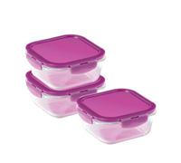 LocknLock Ovenglass Square Food Containers with Lids, 3 x 750ml