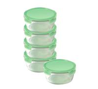 Locknlock Eco Ovenglass Clear Square Glass Dishwasher Safe Food Storage Container Set With Lid 950Ml Pack Of 5