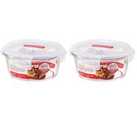LocknLock Eco Ovenglass Glass Food Storage Containers with Lids 650ml - Airtight, Leakproof Round Glass Food Container with Recycled Plastic Lid, Oven Safe, Dishwasher Safe, Diameter 15.5 x 7.5cm