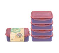 LocknLock Eco Rectangular Food Containers with Lids Set of 5 - Plastic Airtight & Watertight Food Storage Containers, BPA Free & Dishwasher Safe, 5 x 1L