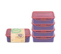 LocknLock Eco Rectangular Plastic Containers Durable Storage Dishes 5 Pc - 1L