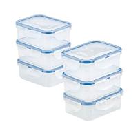 LocknLock HPL806S6 Easy Essentials Container Food Storage Bin Set, Polypropylene Silicone, Transparent/Green