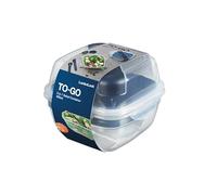 LocknLock HSM8440TL Food Storage Box. Salad Bowl with Topping Tray, Cutlery and Sauce Cup, Plastic, Green
