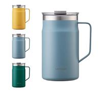 LocknLock Metro Mug Premium 18/8 Stainless Steel Double Wall Insulated with Handle Perfect for Table with Lid, Blue, 20 oz
