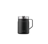LocknLock Metro Mug Premium 18/8 Stainless Steel Double Wall Insulated with Handle Perfect for Table with Lid, Black, 16 oz