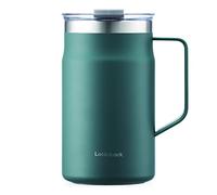 LocknLock Metro Mug Premium 18/8 Stainless Steel Double Wall Insulated with Handle Perfect for Table with Lid, Dark Green, 20 oz
