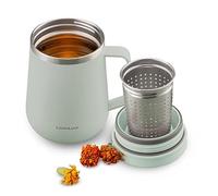 LocknLock Metro Tea and Coffee Mug with Tea Infuser, Lid and Handle, Double Walled Stainless Steel, 400 ml, Mint
