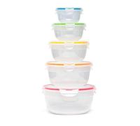 Locknlock Nestable 5 Piece Food Storage Container Set Bpa Free Airtight Stackable Round Transparent Boxes