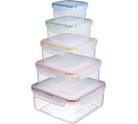 LocknLock Nesting Set of 5 Square Airtight Food Storage Containers and Lids