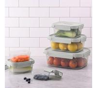 Locknlock NestnLock Stackable Food Storage Containers 5pc set - 230ml / 500ml / 920ml / 1.6L / 2.7L, Sage Green