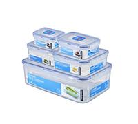 LocknLock PP Classic Storage Containers Set, 5 Pieces, 180 ml, 350 ml, 600 ml, 870 ml, 3.6 L, 100% Airtight and Waterproof, Clever Locking System, Food Storage Containers, Fridge & Freezer Compartment