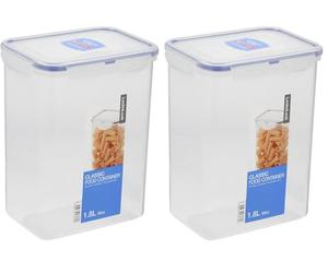 LocknLock Rectangular 1.8ltr (152 x 107 x 179mm), Clear/Blue (Pack of 2)