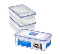 LocknLock Rectangular Food Containers with Lids Set of 3 - Plastic Airtight & Watertight Food Storage Containers, BPA Free & Dishwasher Safe, 3 x 1L, Blue