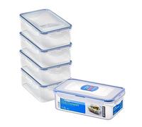 LocknLock Rectangular Food Containers with Lids Set of 5 - Plastic Airtight & Watertight Food Storage Containers, BPA Free & Dishwasher Safe, 5 x 1L