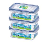 Locknlock Rectangular Food Storage Containers 350Ml Pack Of 3 With Secure Locking Lids Microwave Freezer Dishwasher Safe