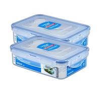 LocknLock Set of 2 HPL815 storage containers, food storage containers, 550 ml, dimensions (L x W x H): 181 x 128 x 52 mm, suitable for freezing and microwave, lock and lock containers, food box, meal