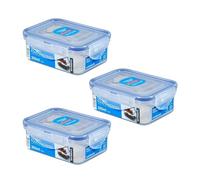 LocknLock Set of 3 HPL807 storage containers, food storage containers, 470 ml, dimensions (L x W x H): 135 x 102 x 68 mm, suitable for freezing and microwave, lock and lock containers, food box, meal