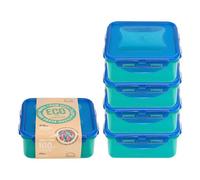 Locknlock Square Food Container 5 Piece Set 870Ml With Airtight Lid Bpa Free Microwave Dishwasher Fridge & Freezer Safe