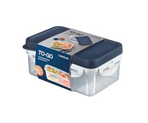 LocknLock to Go Lunch Box with Compartments & Cutlery, 1.00 L, 207 x 137 x 88 mm, 3 Compartments & Sauce Cups, 100% Air- and Waterproof Meal Prep Boxes, Dishwasher and Microwave Safe, BPA-Free