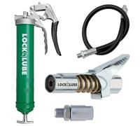 LockNLube Heavy Duty Pistol-Grip Grease Gun. Includes Our Patented LockNLube® Grease Coupler (Locks on, Stays on, Won't Leak!) Plus a high-Quality 20" Hose and in-line Hose Swivel.