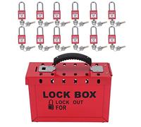 Lockout Box Padlock Set, Portable Safety Group Lockout Box Include 12 Pcs 38mm Padlocks and 24 Pcs Keys (235x155x95mm) for Petroleum, Natural Gas, Chemical Industry