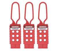 Lockout Hasp Set, 3 Pcs, PP Plastic, 6 Holes with 9mm Aperture, 43 x 173mm, for Equipment Isolation During Maintenance