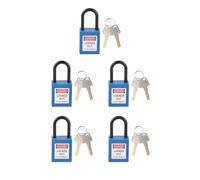 Lockout Padlock with Key, Nylon Safety Lock, 38mm Insulated Durable Tagout Locks 5Set -, Temperature Proof, Industrial Use (Blue)