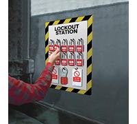 Lockout Station, 10 Lock Capacity, Includes Contents (10xpadlocks, 4x pk of 10 tags, 1x25mm hasp)