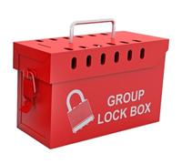 Lockout Tagout Group Lock Box - Holds Up to 13 Padlocks | Red Powder-coated Steel Safety Lockout Box for Workplace Compliance