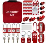 Lockout Tagout Kit - Clamp-On Circuit Breaker Lockout, Group Lockout Hasps, Lockout Tag, Universal Multi- Pole Breaker with Pocket Bag
