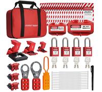 Lockout Tagout Kit, Electrical 4 Keyed Different LotoSafety Padlocks, Hasps, Plug Lockout, Clamp