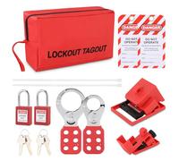 Lockout Tagout Kit, Electrical Circuit Breaker Lock Off Set with Safety Padlocks, Hasp & Tags for Industrial Electricians