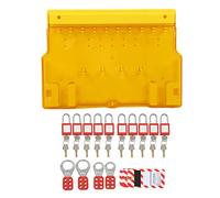 Lockout Tagout Kit, Lock Out Tag Out Kit PC Plastic Universal Multipole Circuit Breaker Lockouts with Cover, 10 Padlock 20 Key 10 Tag 4 Buckle, Reusable Loto Locks Set