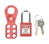 Lockout Tagout Kit with Hasp Padlock and Keys (1in/25mm Shackle) | steel construction, non-conductive materials, secure hasp design for safe maintenance
